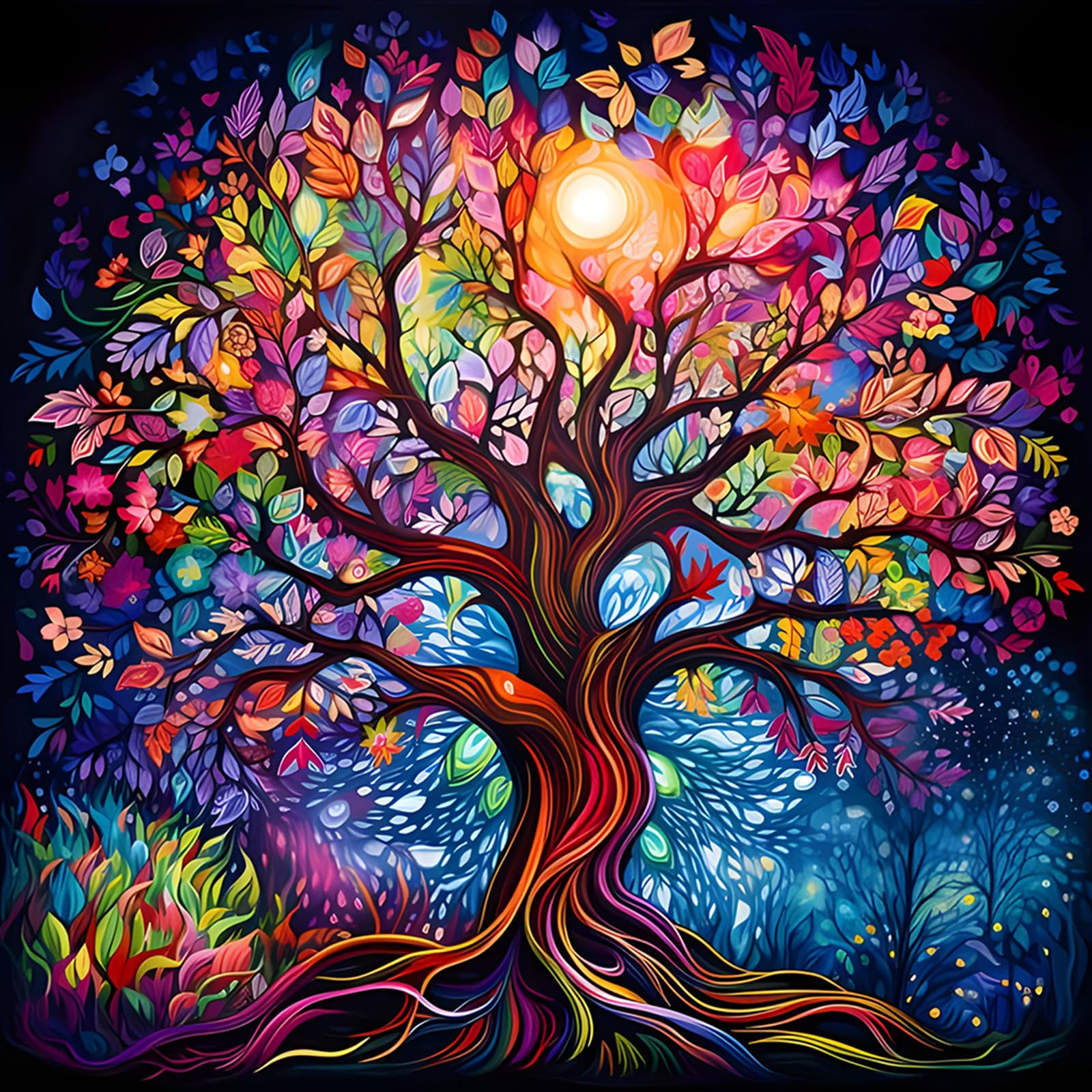 MEIYUDA Diamond Art Painting Kits for Adults, Colorful Tree of Life Diamond Painting Kit Crystal Cross Stitch, Diamond Art for Adults Kids Beginners for Home Wall Decor 30x30cm