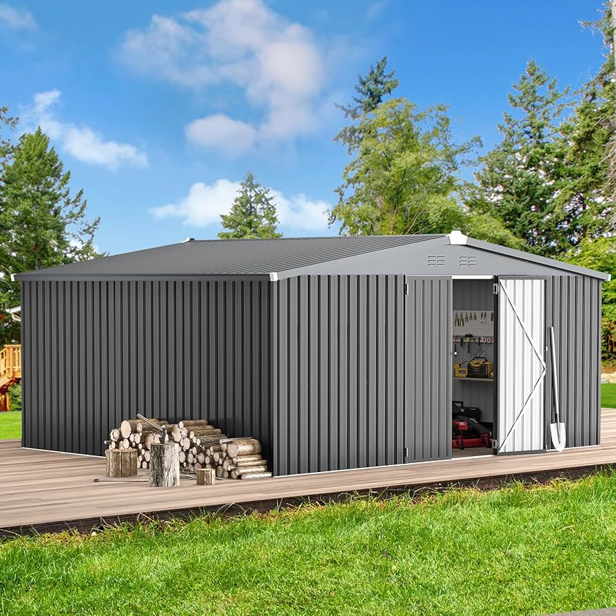 Amazon.com : AECOJOY Shed 12' x 14' Storage Shed, Outdoor Metal