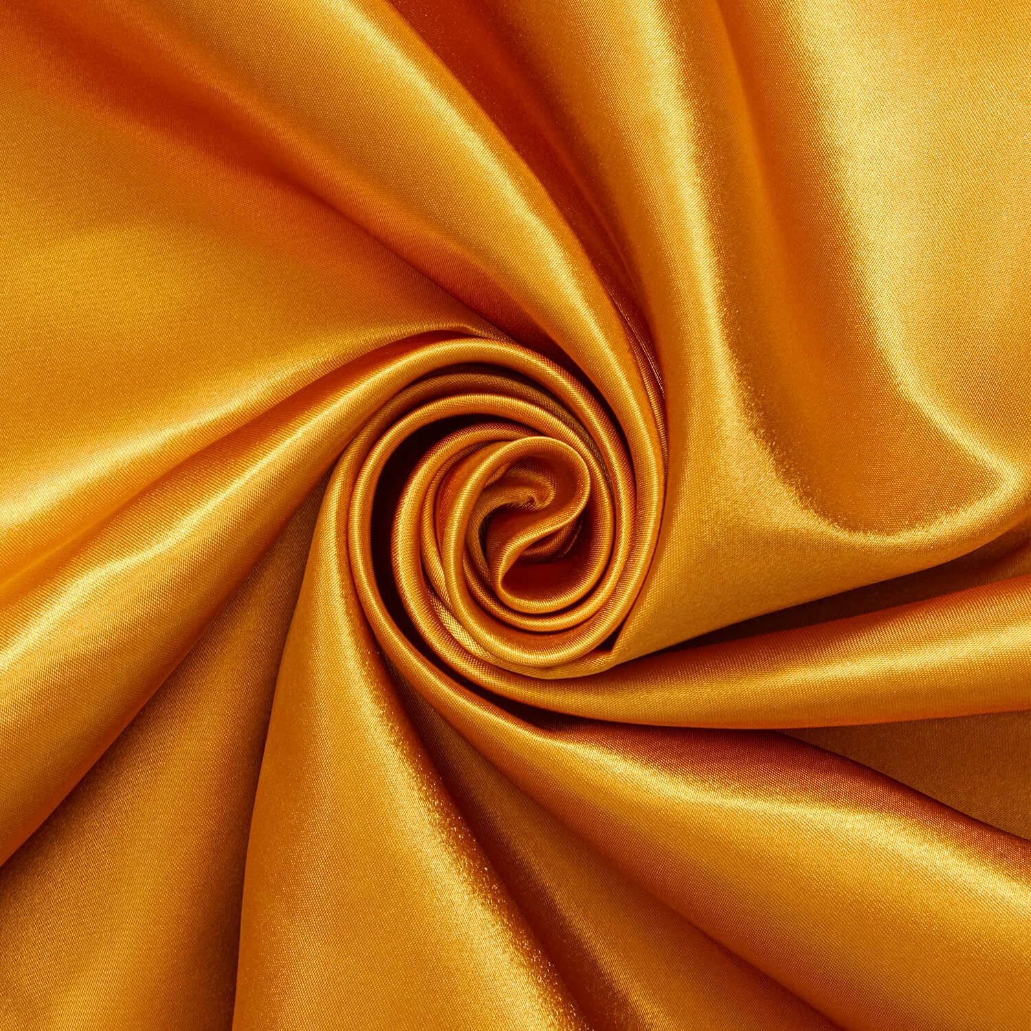 Polyester Charmeuse Satin 95 GSM Lightweight 58/60 Inch Silky Fabric by The Yard for Sewing Apparel, Accessories, & Décor - Gold (5 Yards)
