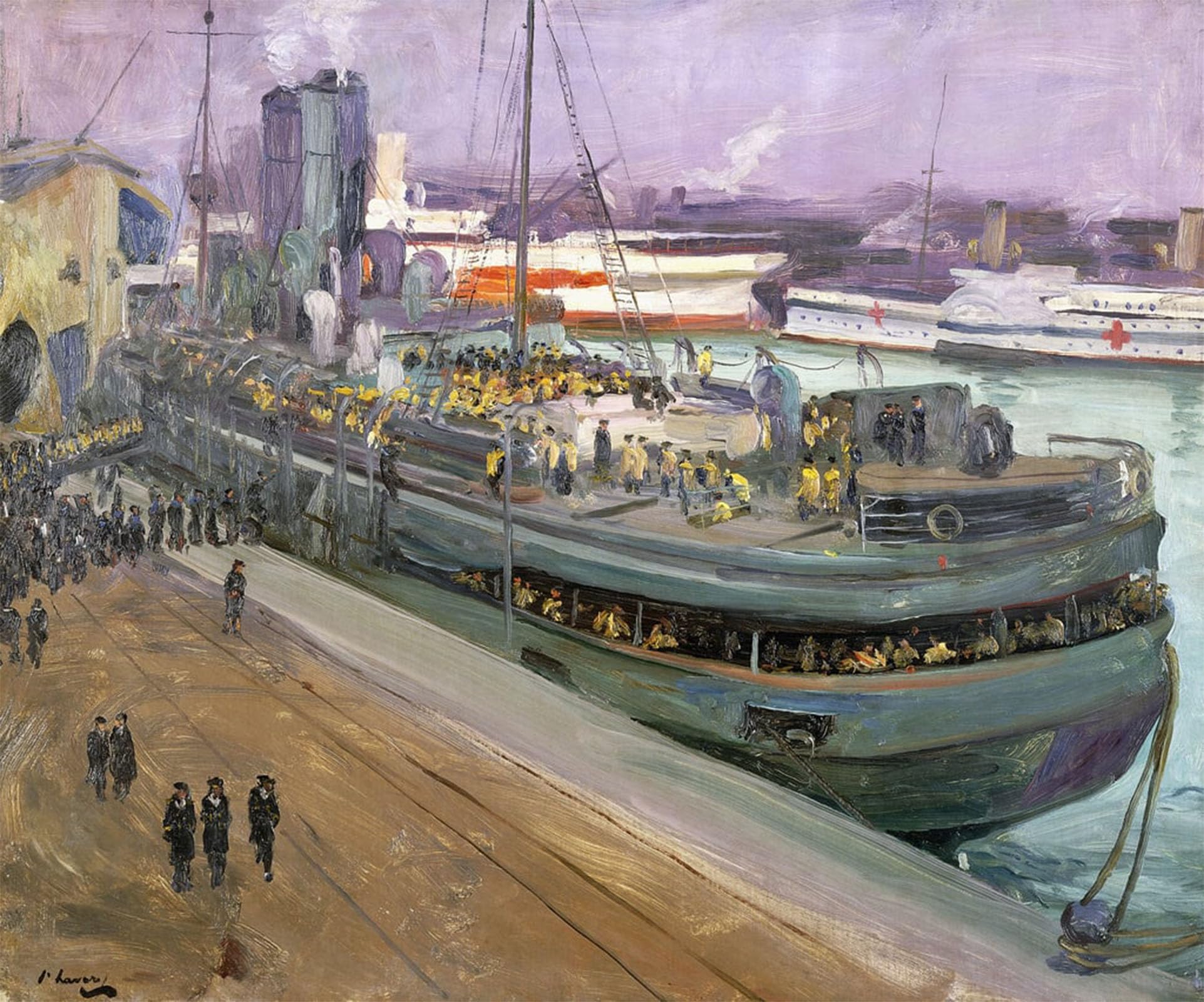 Posteriik No Frame Vintage Print Pop Art Landscape Artwork Naval Ratings Embarking Southampton By Lavery Art Prints For Office Home Decor 60X90cm