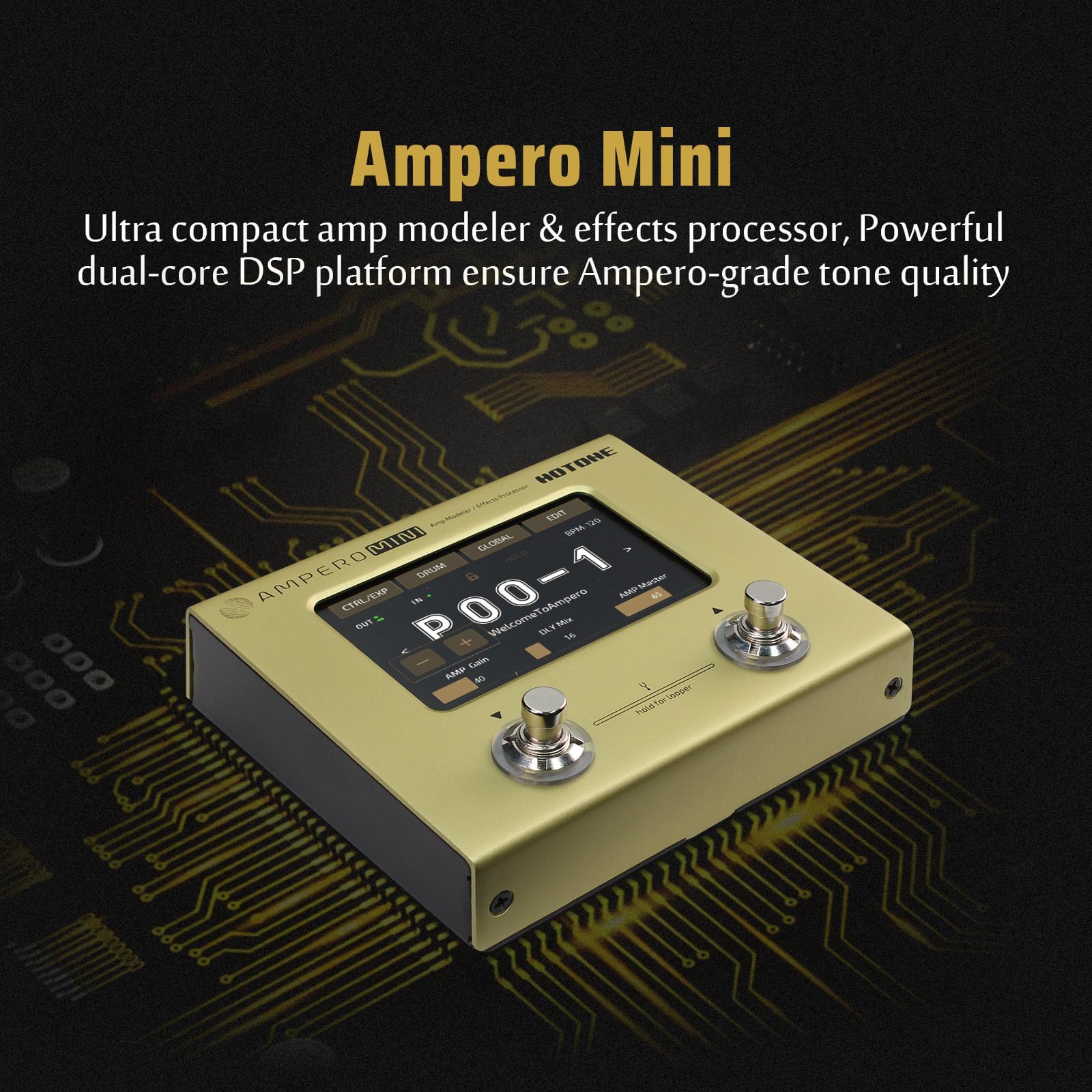 Hotone Ampero Mini MP-50 Guitarra Baixo Amplificador Modelagem IR