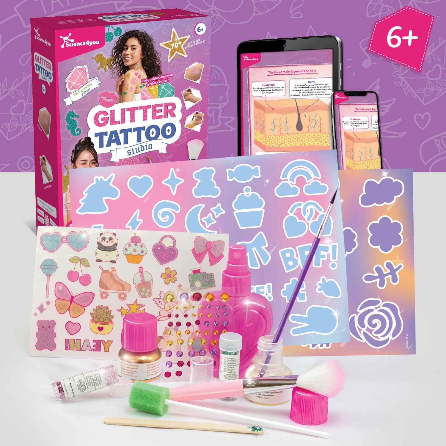 Science4you Glitter Tattoos for Kids Age 5 6 7 8 9+ - Image 2