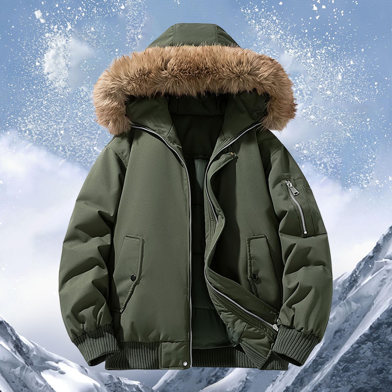 Chaqueta polar para hombre con cremallera y chaqueta de senderismo para hombre con capucha cómoda capa de invierno para clima frío y cortavientos ideal para aventuras al aire libre Casual Chaqueta