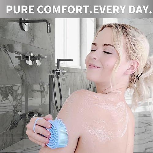 Miniatura 8 de Avilana Cepillo de ducha exfoliante de silicona para el cuerpo, esponja higiénica alternativa para piel limpia y suave profunda, cepillo corporal de