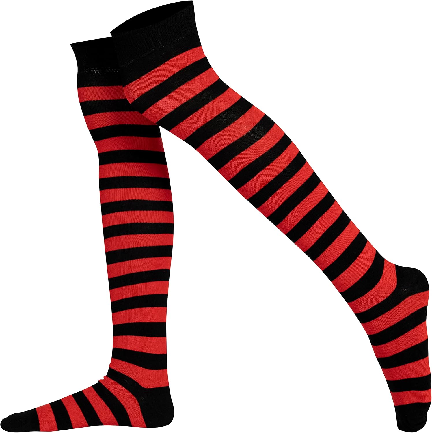 Mysocks Women's Over Knee Stockings Cotton Long Striped Socks High Boot Stockings Seamless Toe Soft Latex Band