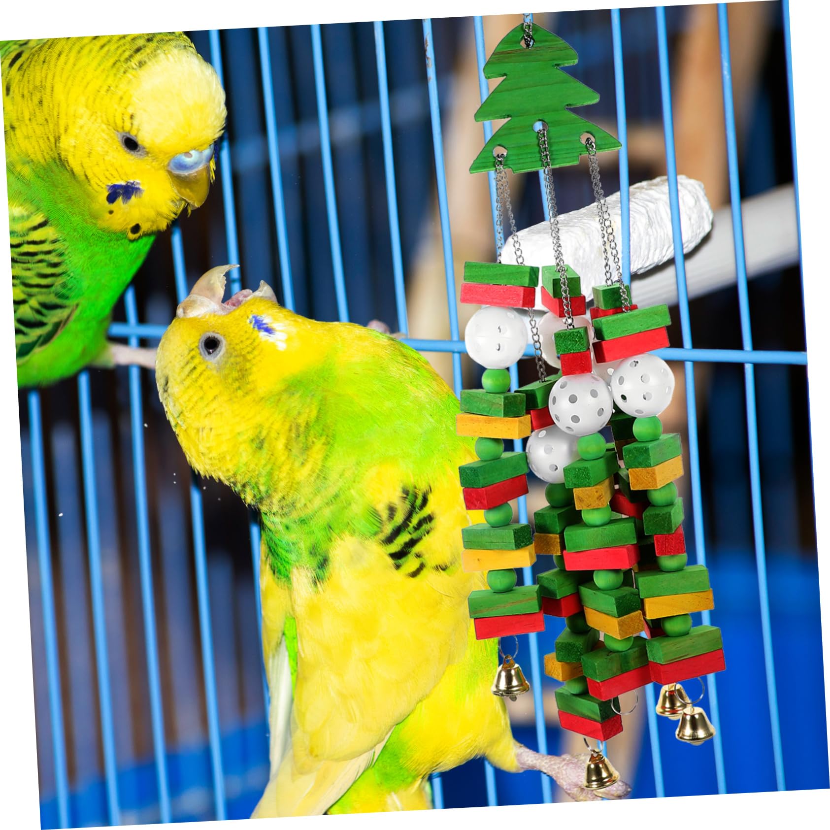 COLLBATH Vogelspielzeug in Form Eines Weihnachtsbaums Kauspielzeug für Papageien Hängespielzeug für Vogelkäfige mit Aufhängering für Bewegung und Unterhaltung