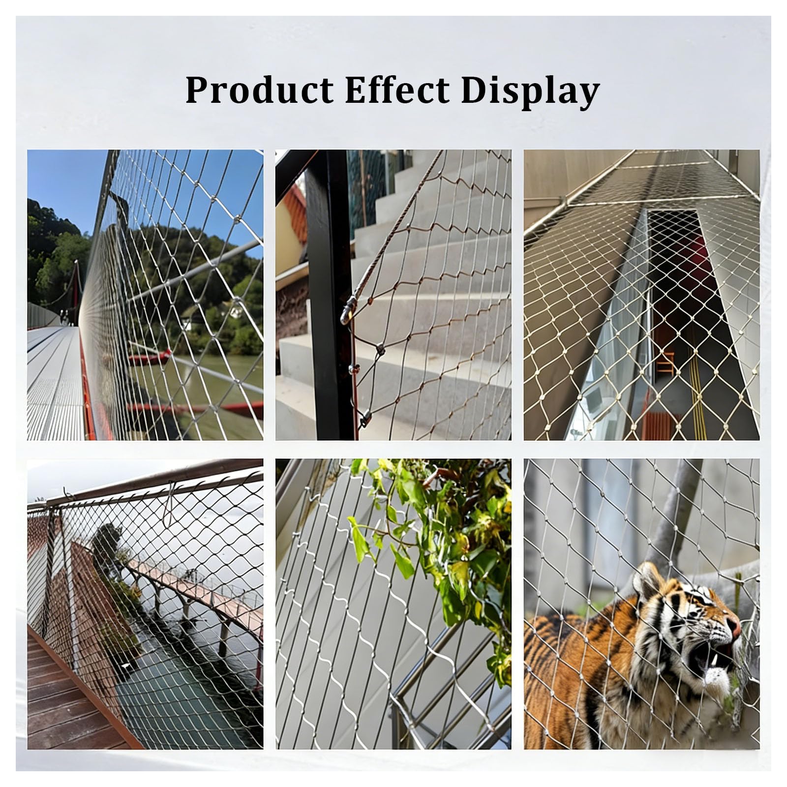 Valla de seguridad para escaleras, 1,5 m x 5 m, flexible, balaustrada de malla de alambre anticaídas, para balcón, jardín y protección de aves de corral, malla de alambre duradera para gallinas