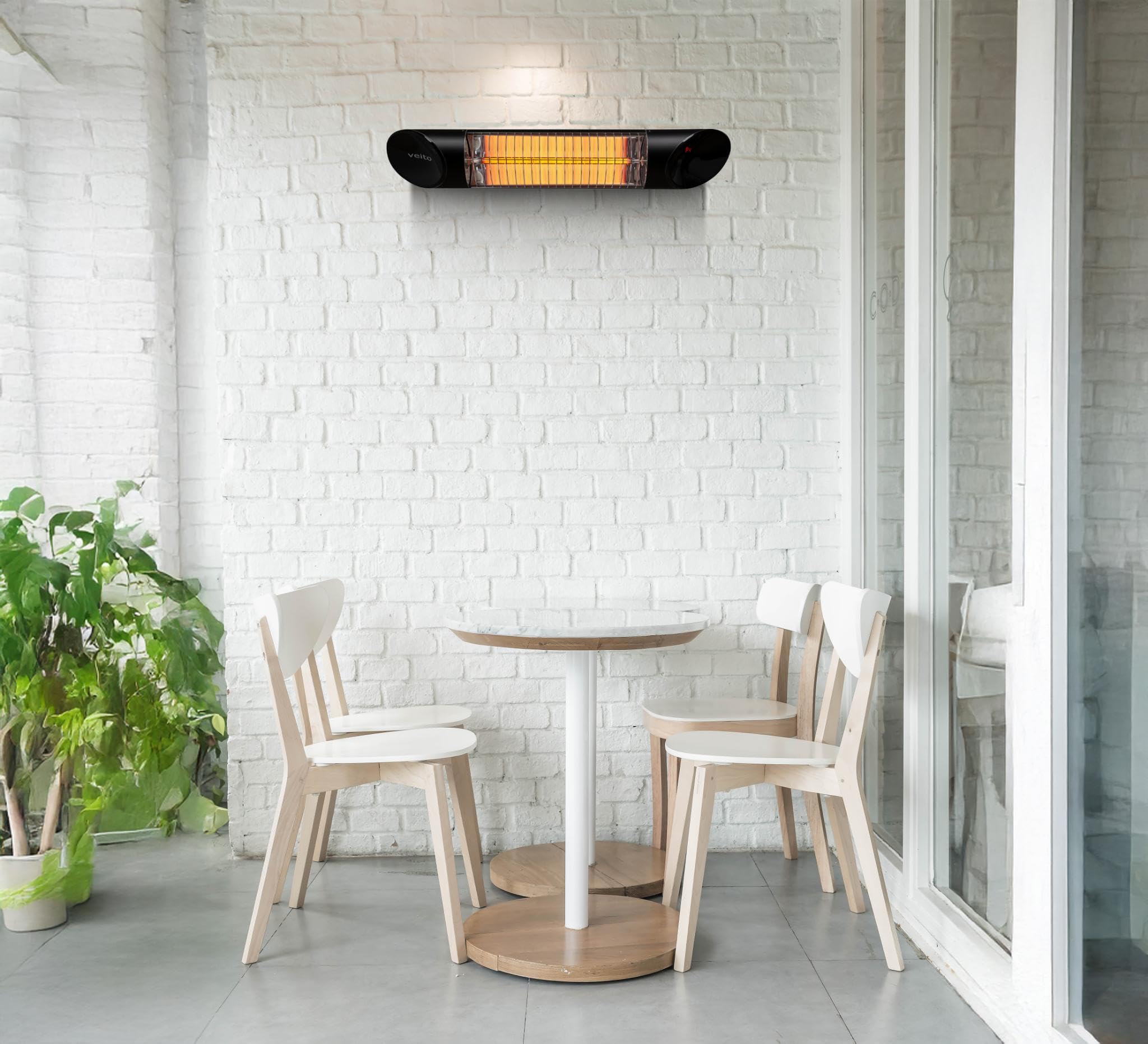 Veito Blade Mini Design infrarot Heizstrahler 1200 Watt Elektrisch, 4 Heizstufen mit Fernbedienung, IP55, Babystrahler.