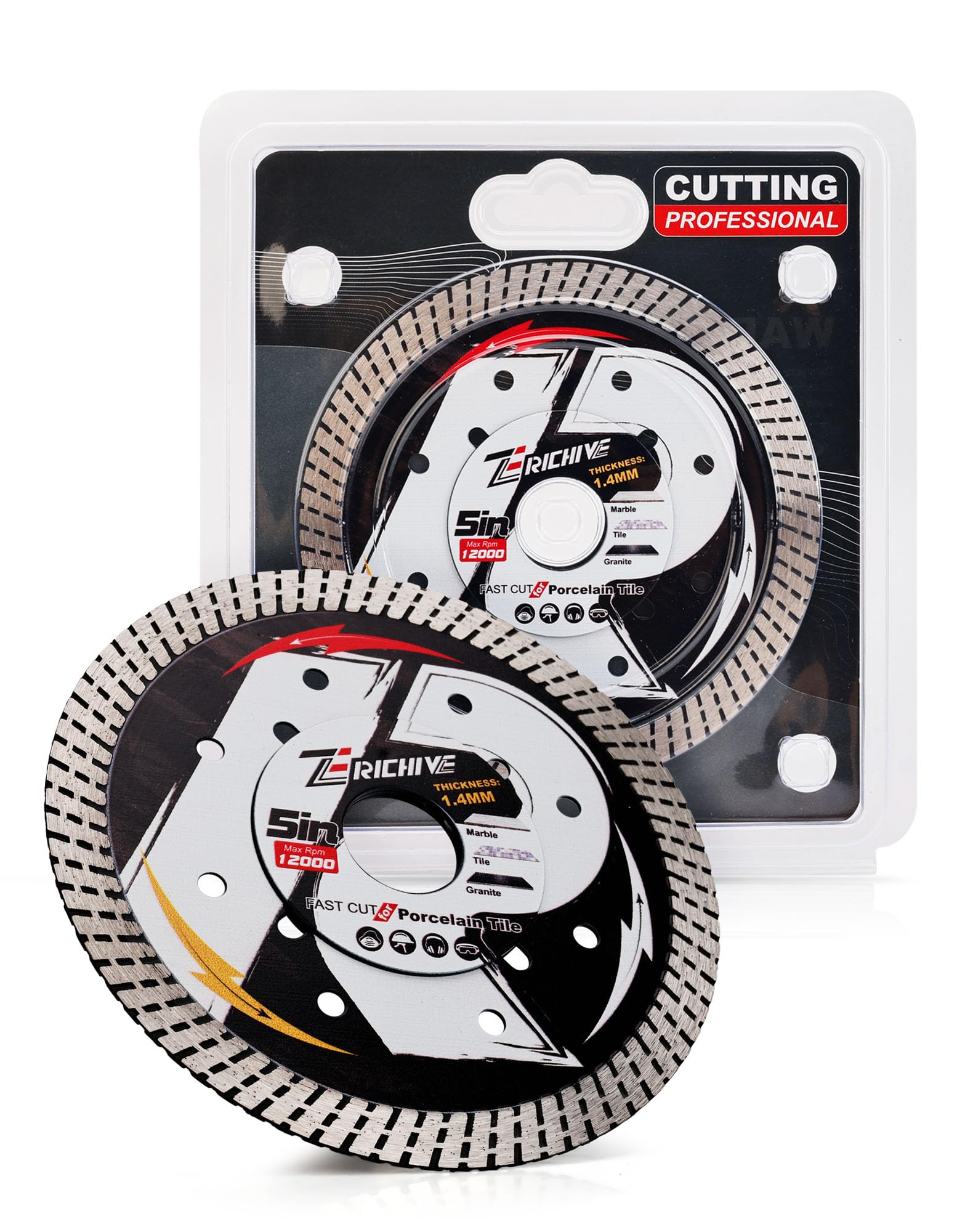 Zerichive 2-Pack Diamant-Schneidscheiben 125 mm,Extra dünne Diamant-Keramik-Scheibe für Fliesen,Keramikmarmor,Nass- oder Trockenschneiden