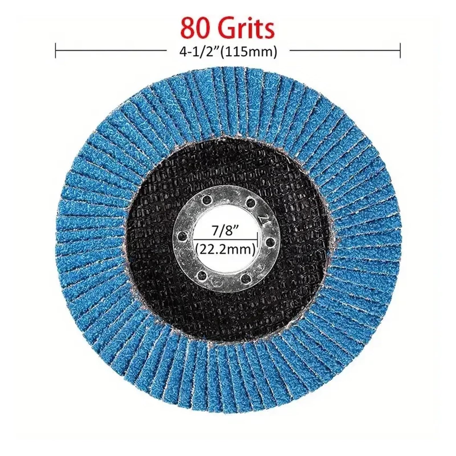 Discos de aleta de grano 40/60/80/120, disco de lijado tipo muela de Zirconia de 4,5 pulgadas for acero inoxidable, chapa de Metal, 1 ud.(80 Grits,1)