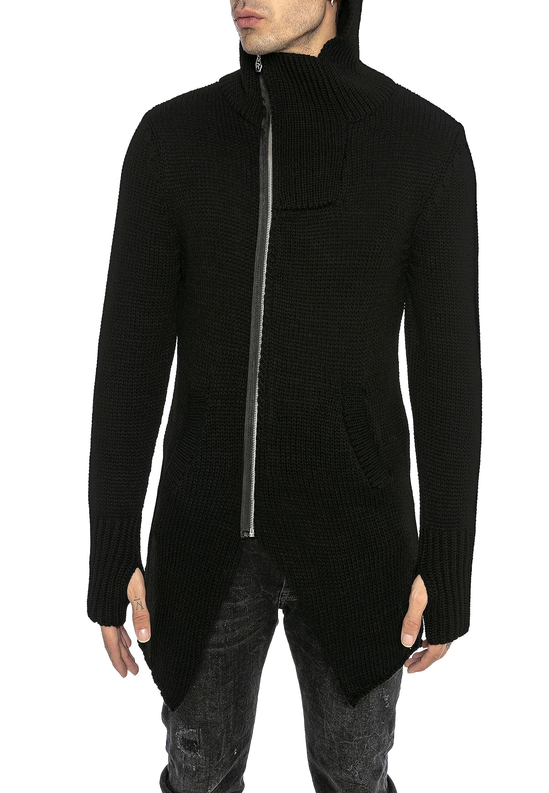 RED BRIDGE Cardigan da Uomo Giacca Lunga con Cappuccio Cappotto in Cotone