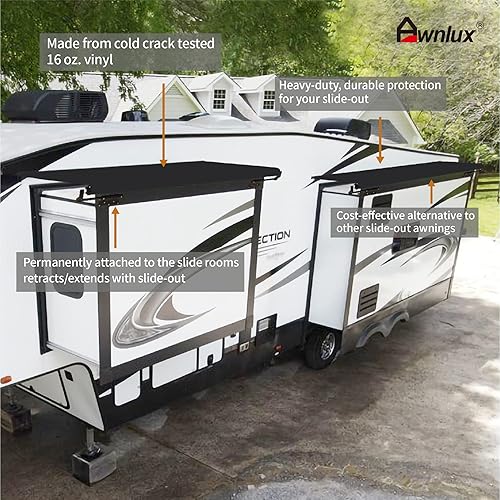 Miniatura 4 de Awnlux Kit de toldo deslizante modular negro con protección deslizante para caravanas remolques de viaje 5 ruedas y autocaravanas 14 pies tela de 13