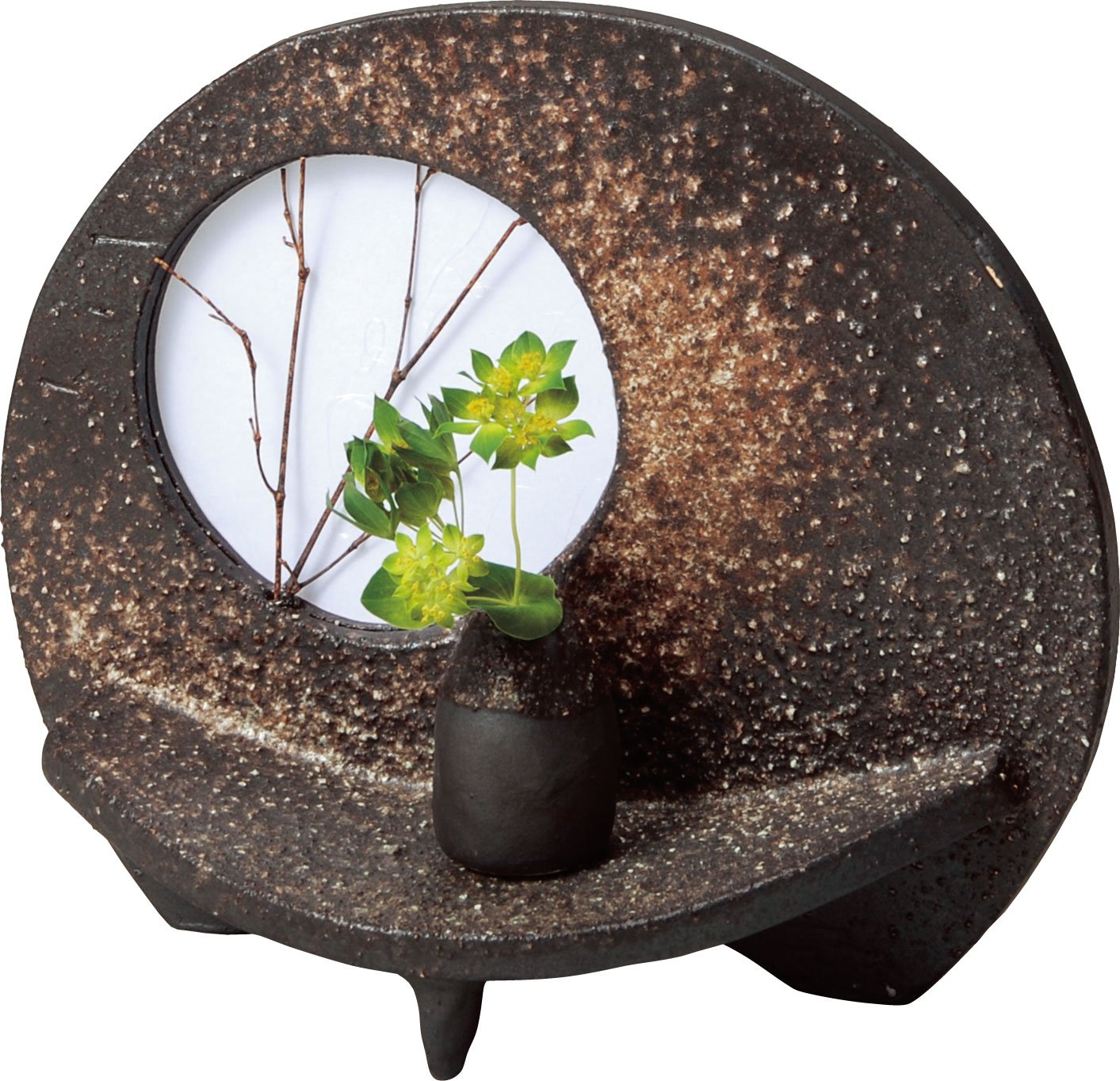Shigaraki Ware 505-03 Flower Vase, Fan-Shaped Vase, Small, Width