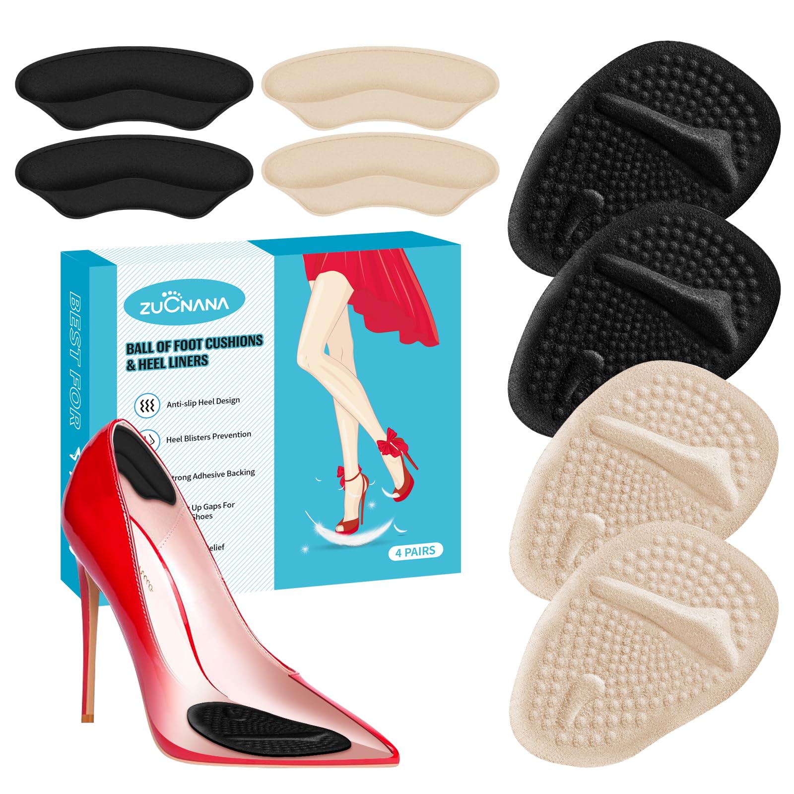 Zucnanazucnana Ball Of Foot Cushions Metatarsal Pads Women Non