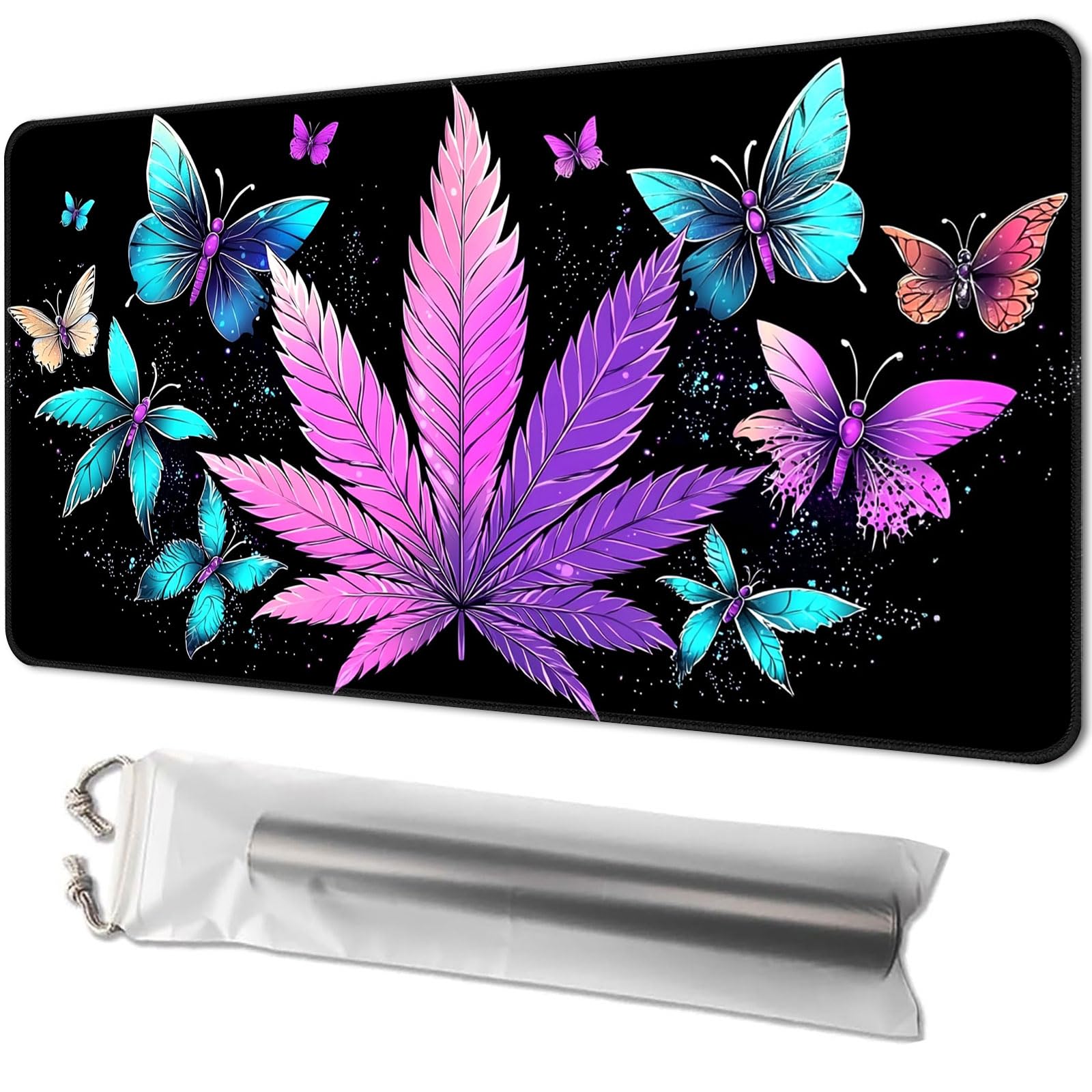 Playmat for TCG, with Free Storage Bags, Game Mat 24 x 14 inches, MTG and Board Game Mat for Cards, Ideal for Card Game Enthusiasts, Galaxy Leaf 02