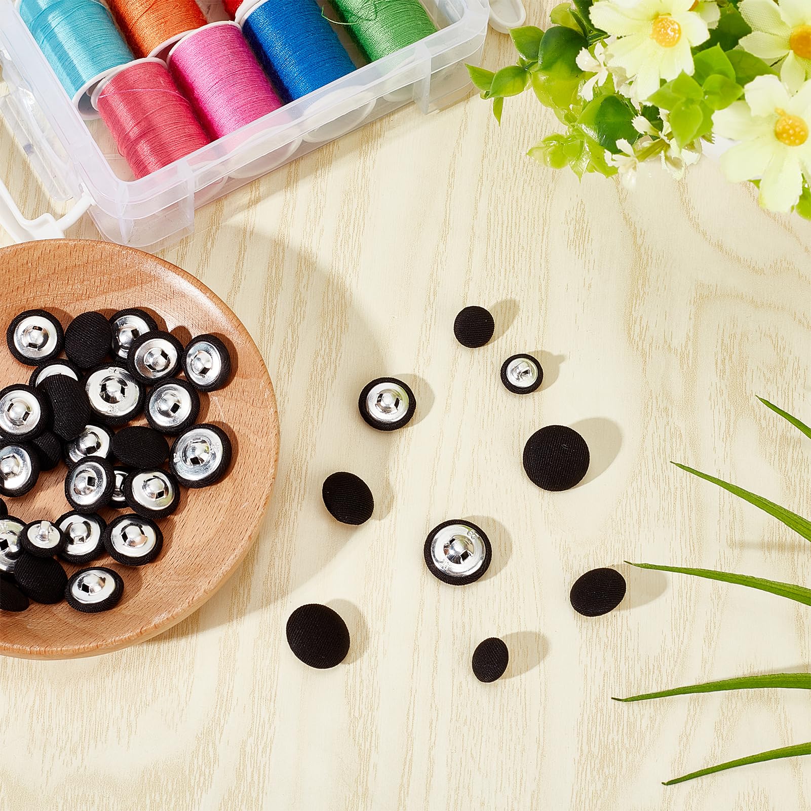 NICENEEDED 40 Pcs Fabric Cloth Covered Button - Image 4