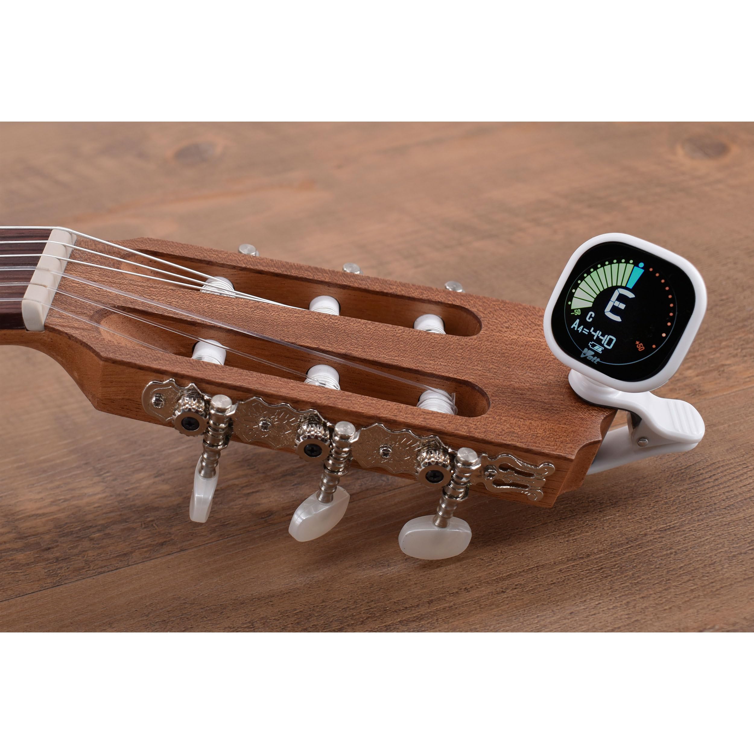 VOLT by Voggenreiter USB Clip-Tuner RCT-5000 - weiß - Stimmgerät für Gitarre, Bass, Ukulele - Aufladbar über USB