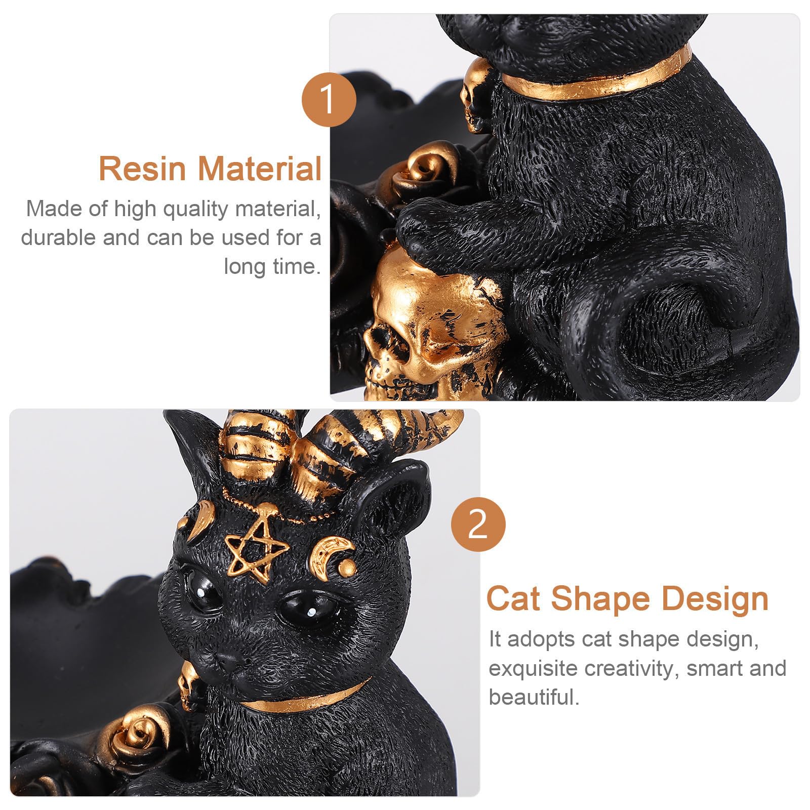 OSALADI 3 Piezas Escultura Pequeña de Gato Negro en Resina Base para Bola de Cristal, Decoración Creativa Hogar y Figura Elegante para Escritorio