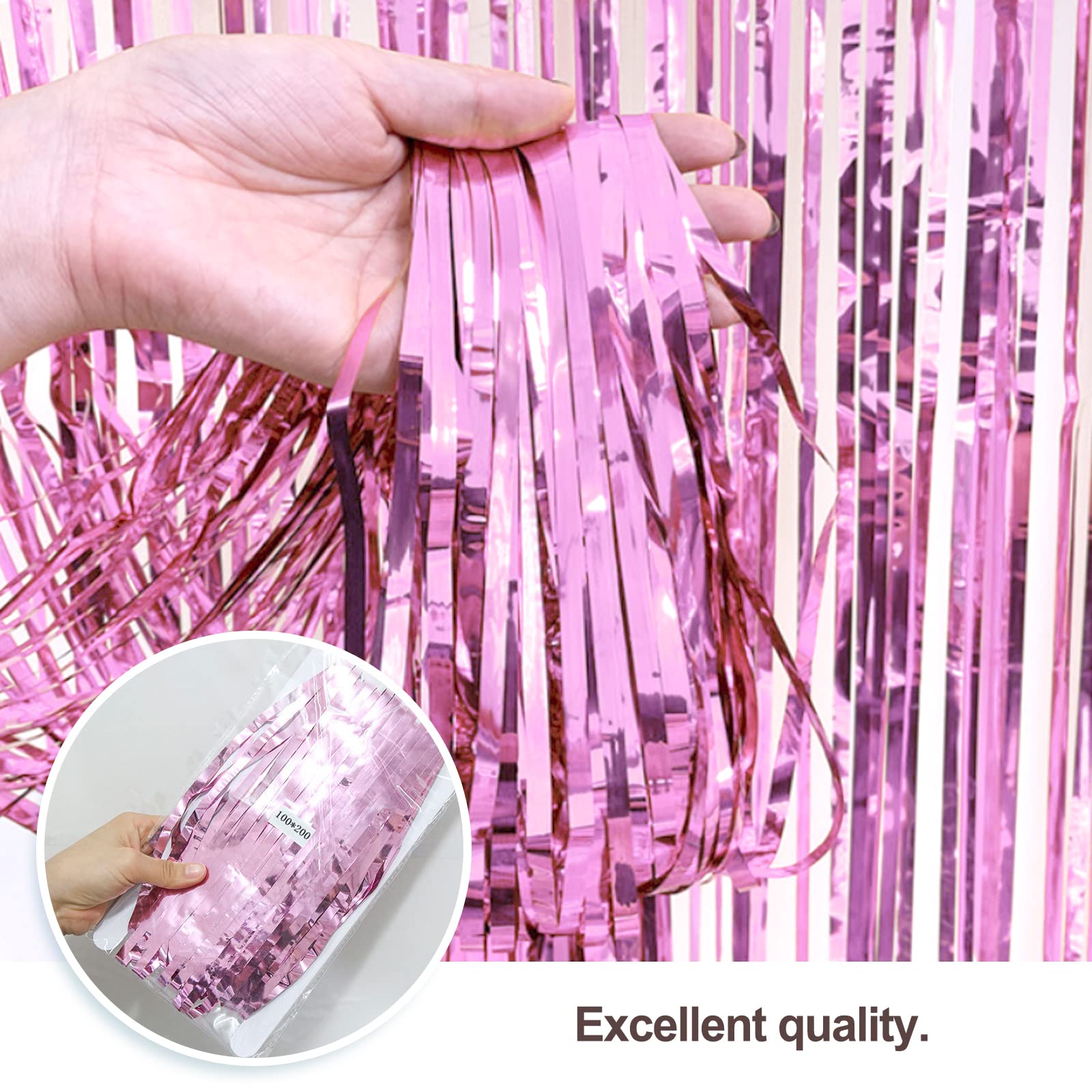 Tenda A Frange Glitter Rosa - 5 Pezzi Decorazione Festa Invernale Per Matrimoni E Compleanni - Foto 5