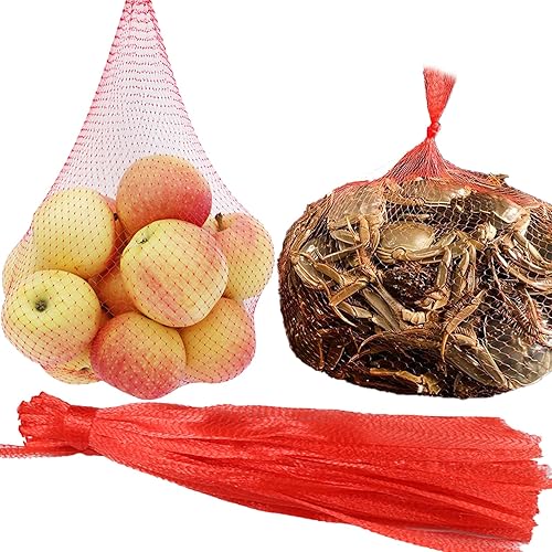 Bolsas de malla de plástico, bolsas de hervir mariscos de 24 pulgadas para cocinar cangrejos y mariscos (rojo, 50 unidades)