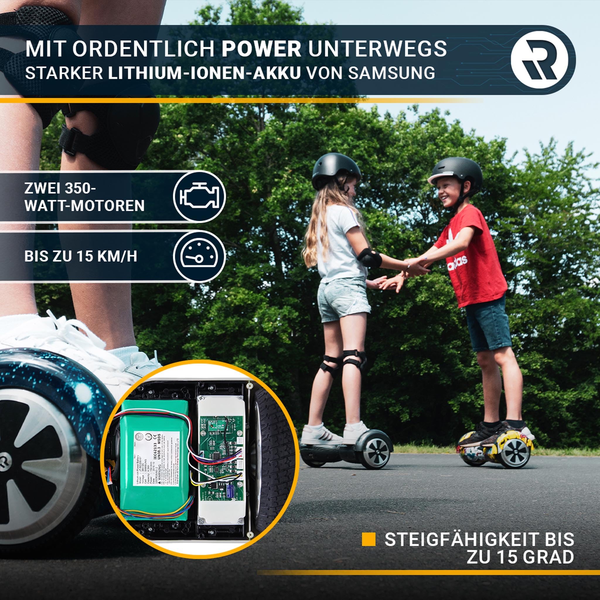 Robway W1 Hoverboard | 𝐃𝐀𝐒 𝐎𝐑𝐈𝐆𝐈𝐍𝐀𝐋 ® Hoverboards für Kinder Jugendliche & Erwachsene - APP Steuerung - 𝟮 x 𝟯𝟓𝟬 Watt Motoren - Self-Balance Funktion - Bluetooth