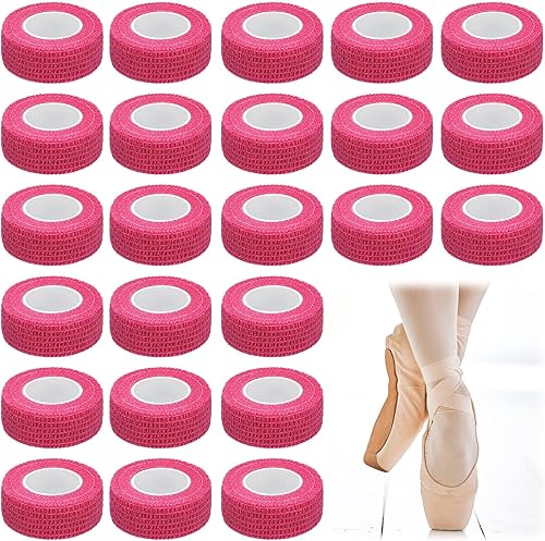 Cinta adhesiva para dedos de 24 rollos rosa, cinta adhesiva transpirable y flexible, cinta elástica a prueba de sudor, protección contra ampollas