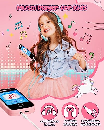 Miniatura 5 de Teléfono inteligente para niños para niñas, teléfono de juguete para niñas de 3 a 8 años, teléfono para niños pequeños con reproductor de música,