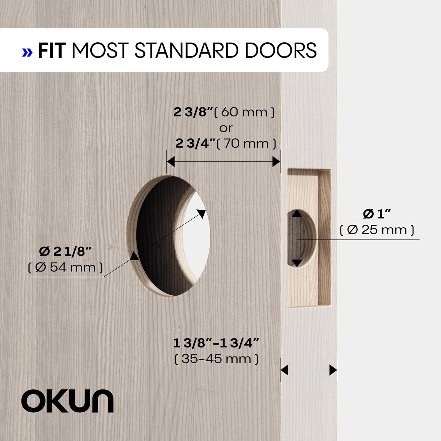 Okun Dune 1-Pack Matte Black Privacy Door Levers – Push Button Lock, Reversible, Sleek Concealed-Mount Design for Bedroom & Bathroom