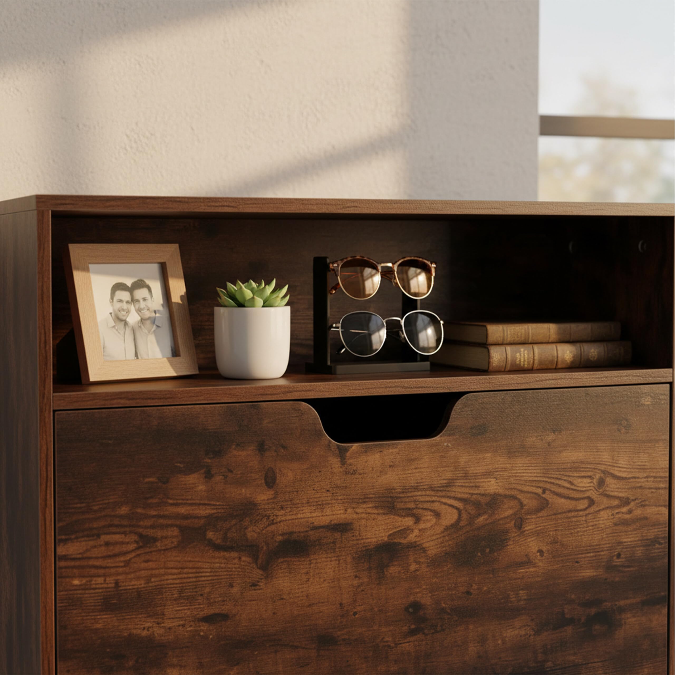 Relaxdays Scarpiera, HBT: 102x80x24 cm, 12 Paia, 2 ribalte, Ingresso, Stretta, Moderna, Marrone