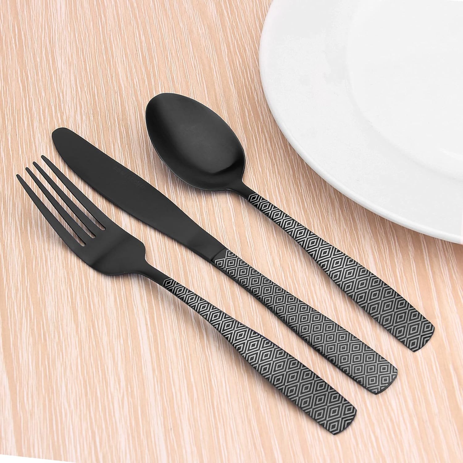 Matte Black Silverware Set, 20-Piece Stainless Steel Flatware Cutlery Set, Satin Finish Tableware Set Service for 4, Include Knife Fork Spoon, Dishwasher Safe - Image 6