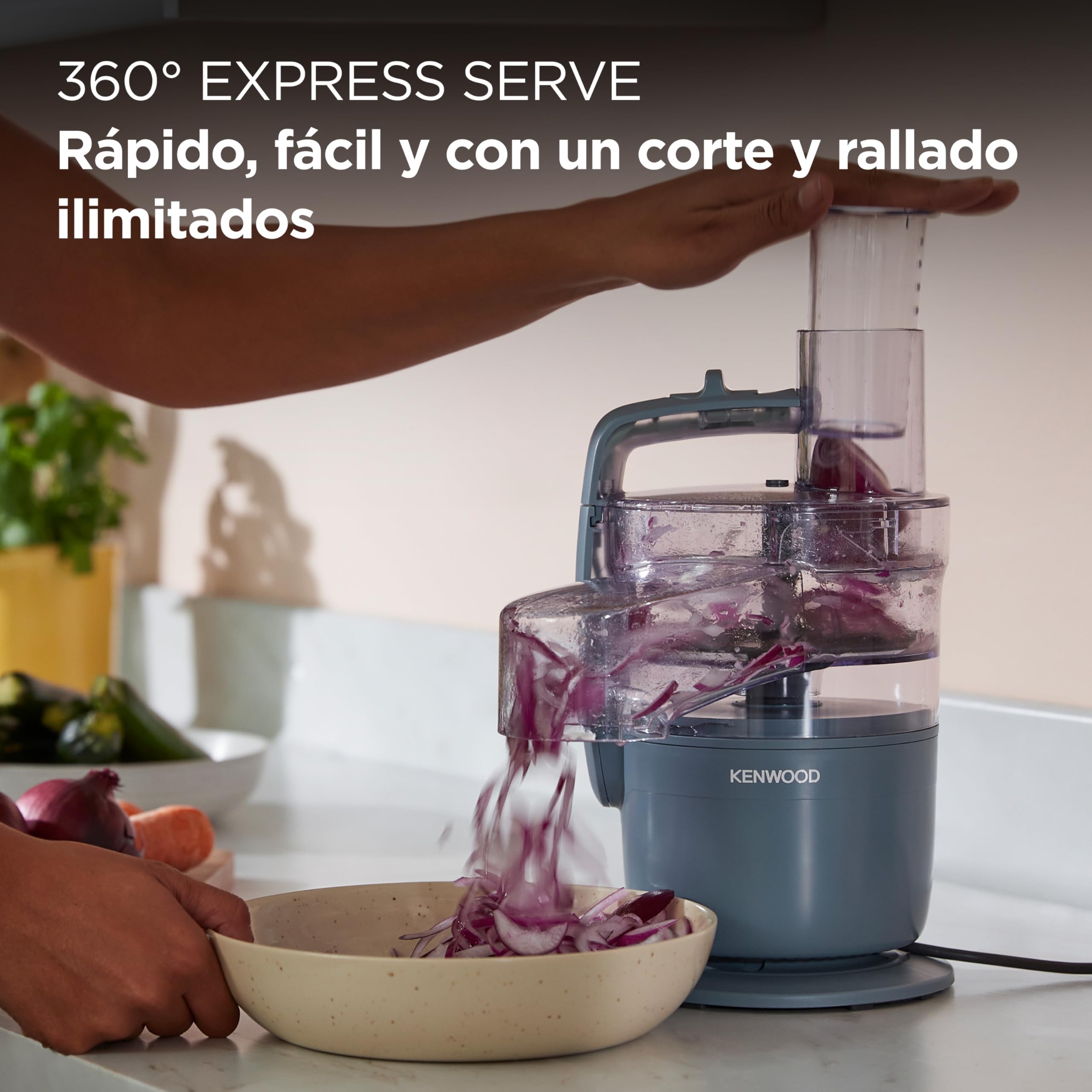 Kenwood MultiPro Compact – Procesador de Alimentos con Express Serve, Cuchilla de Acero Inoxidable, Discos para Cortar y Rallar, Función Pulse, Azul Tormenta (FDP23.130GY)