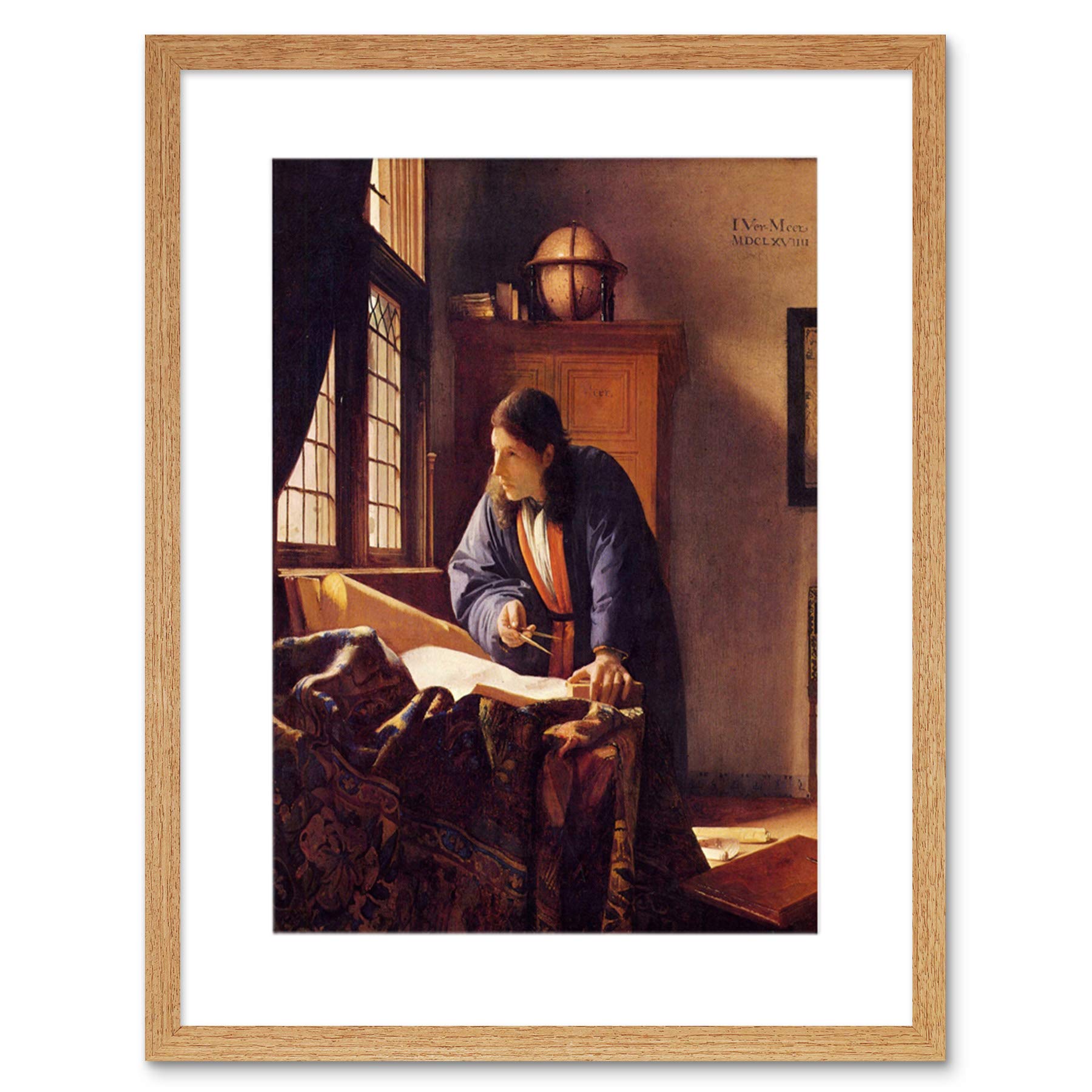 Wee Blue Coo Painting Vermeer Geographer Old Master Framed Wall Art Print
