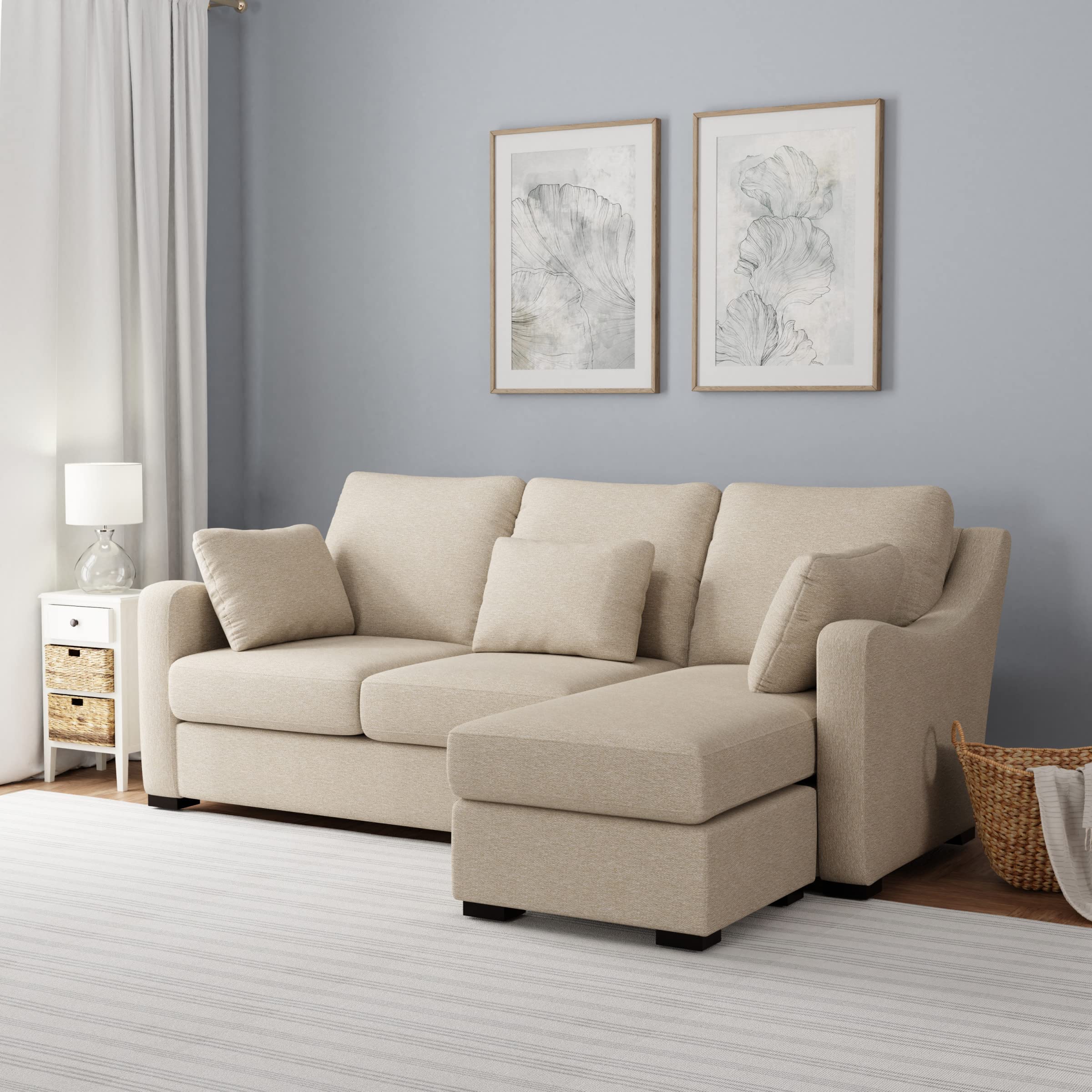 Hillsdale York Upholstered Modern Sectional Sofa Fabric Couch, Sand. BOX 1 of 3 ONLY 