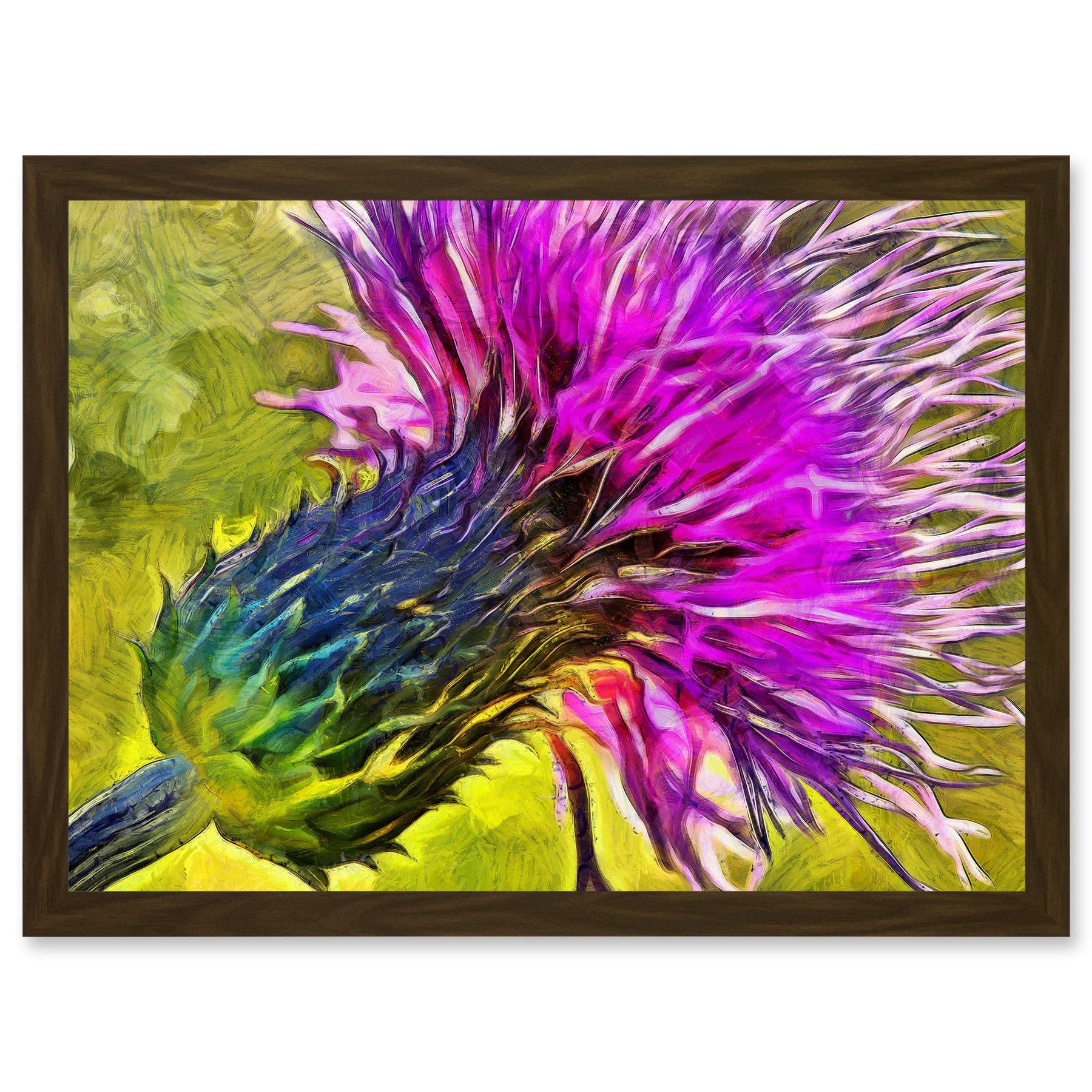 Wee Blue Coo Scottish Thistle Purple Flower Vibrant Artwork Framed Wall Art Print A4