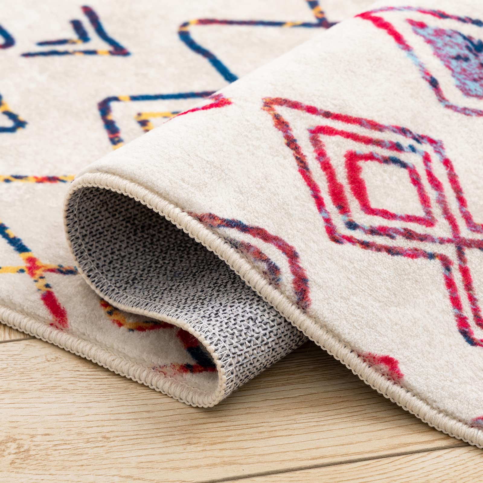 Carvapet Tapis de Couloir 60x240cm Antidérapant Tapis de Passage Long Tapis de Cuisine Lavable Doux Microfibre Géométrique Tapis de Sol(Multicolore)