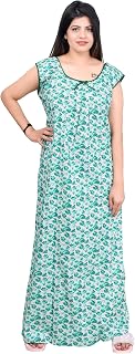 Magnen Women's Pure Cotton Sleeveless Maxi Nighty, Red Rose Floral Print Floor Length Night Dress, Soft Breathable Comfort... Price In India
