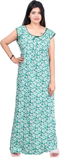 Magnen Women's Pure Cotton Sleeveless Maxi Nighty, Red Rose Floral Print Floor Length Night Dress, Soft Breathable Comfort...