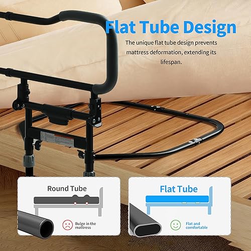Miniatura 4 de Riel de cama ajustable para adultos mayores, mango de asistencia deslizante sin herramientas para personas mayores, se adapta a tamaño individual,