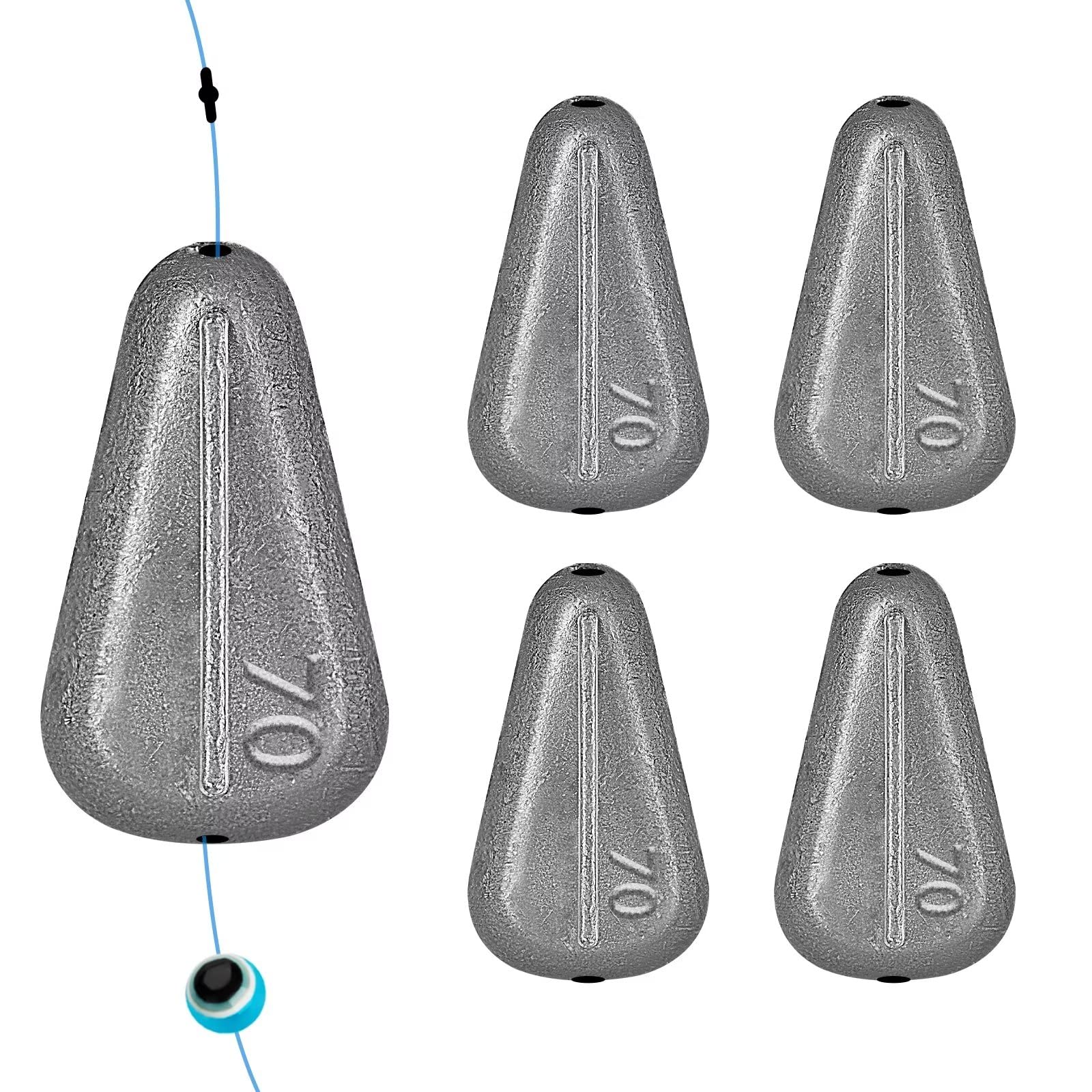 THKFISH Plomos de Pesca No Roll Sinkers Inline para Catfishing 10 Piezas