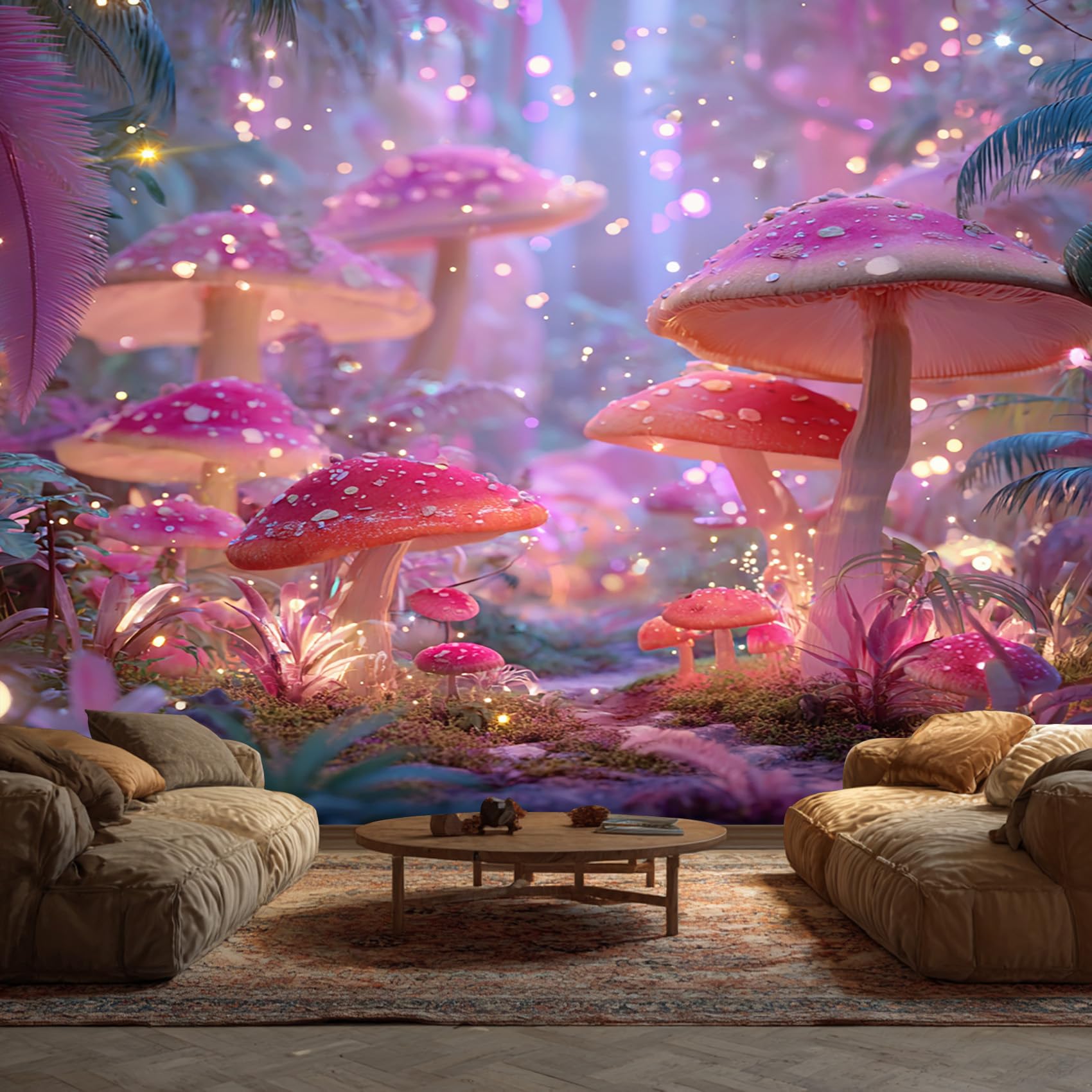 Mushroom Wallpaper - Fairy Tale Magic Fantasy Wall Mural - Wall Murals for Living Room Bedroom - Photo Wallpaper & Home Decor Art - 250 x 175 cm A-6686