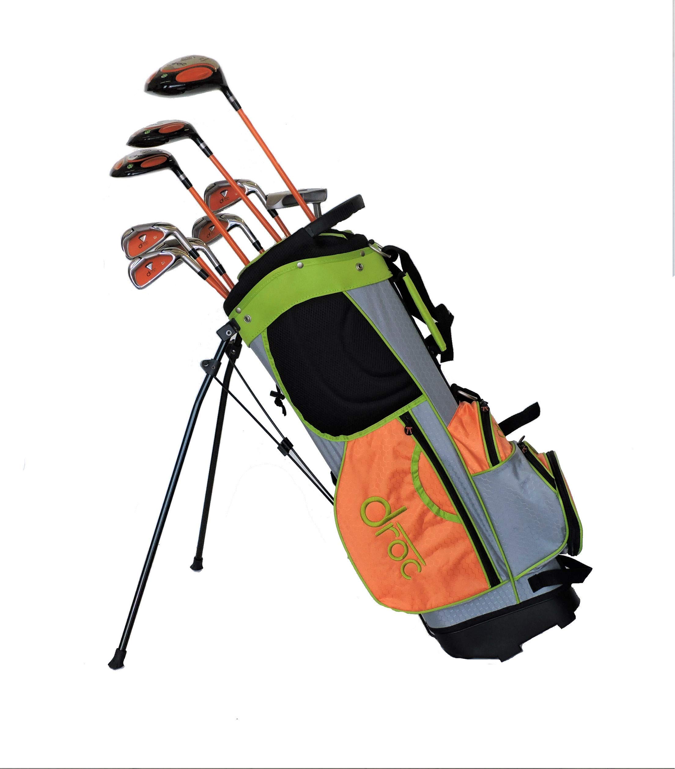 Droc - Dimond Series - Juego de palos de golf de 9 piezas y bolsa de golf para niños de 9 a 12 años para diestros
