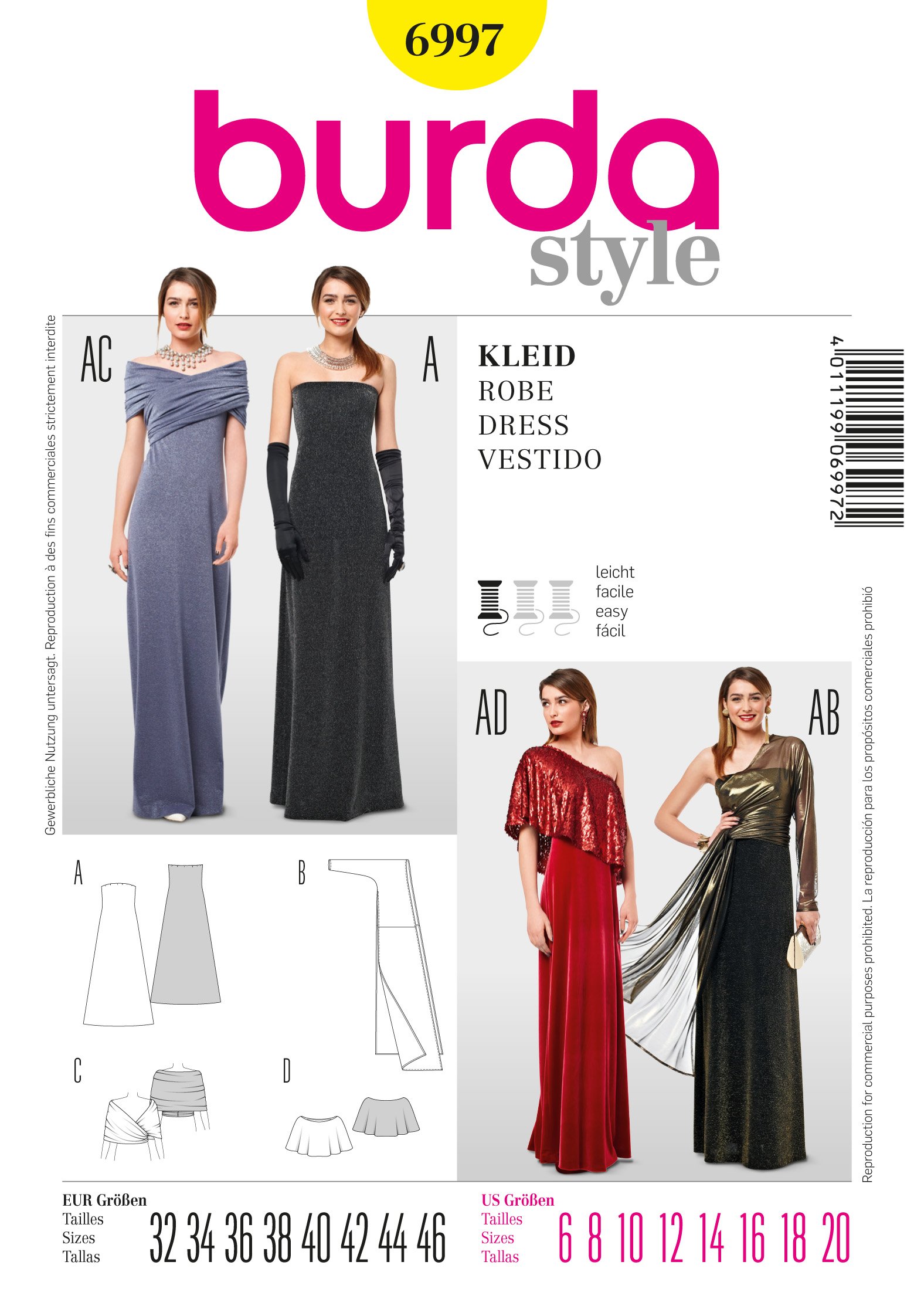 Burda Evening And Bridal Wear Sewing Pattern 6997 Dress Sizes | Desertcart  Bahamas