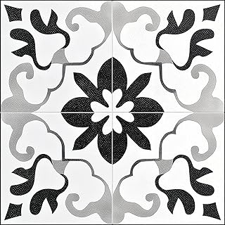 10PCS 12x12 Inch Black White Vintage Floral Textured Flat Surface Floor ...