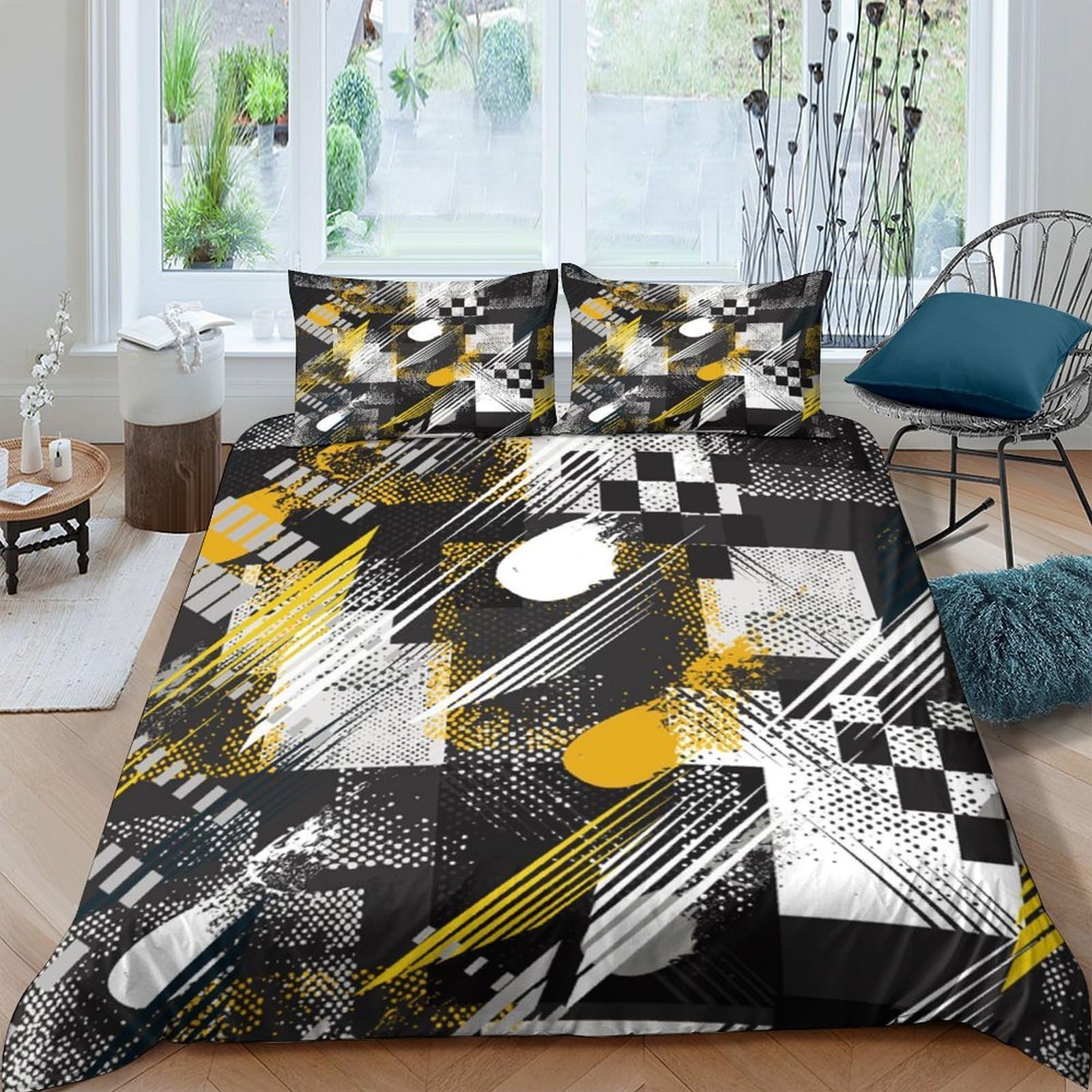 Housse de couette 3D motif abstrait ensemble de literie moderne microfibre single 135x200