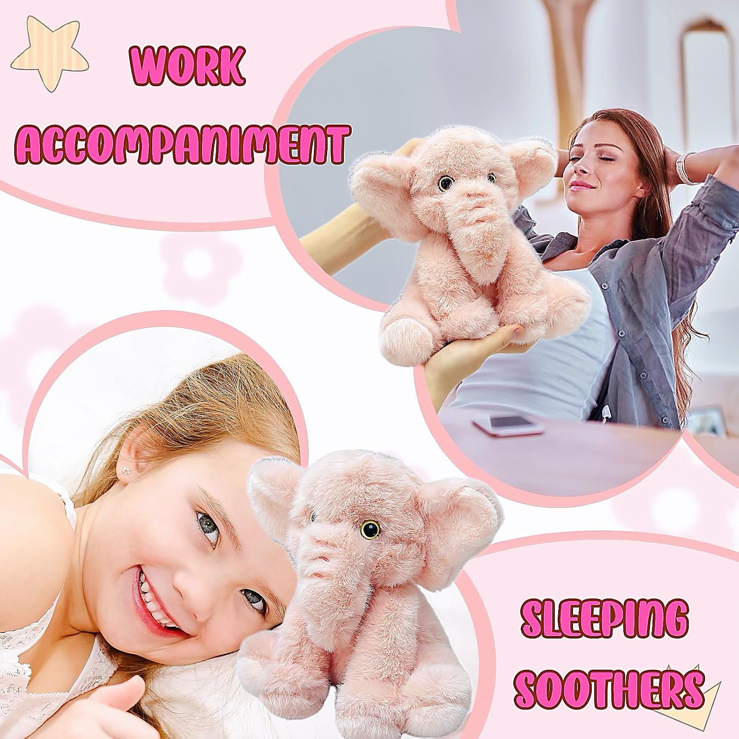10" Pink Elephant Stuffed Animal, Huggable Cute Plush Toys, Pink Elephant Stuffed Animal Plush Toys for Baby and Kids Prizes, Valentines Day Gifts, Children's Day Gifts, Home Decor