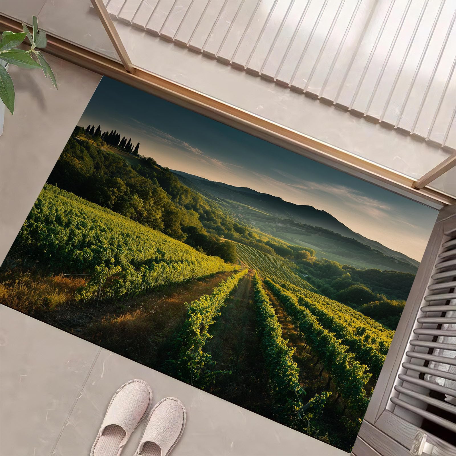 Tapis de sol absorbant vert émeraude pour couloir et entrée