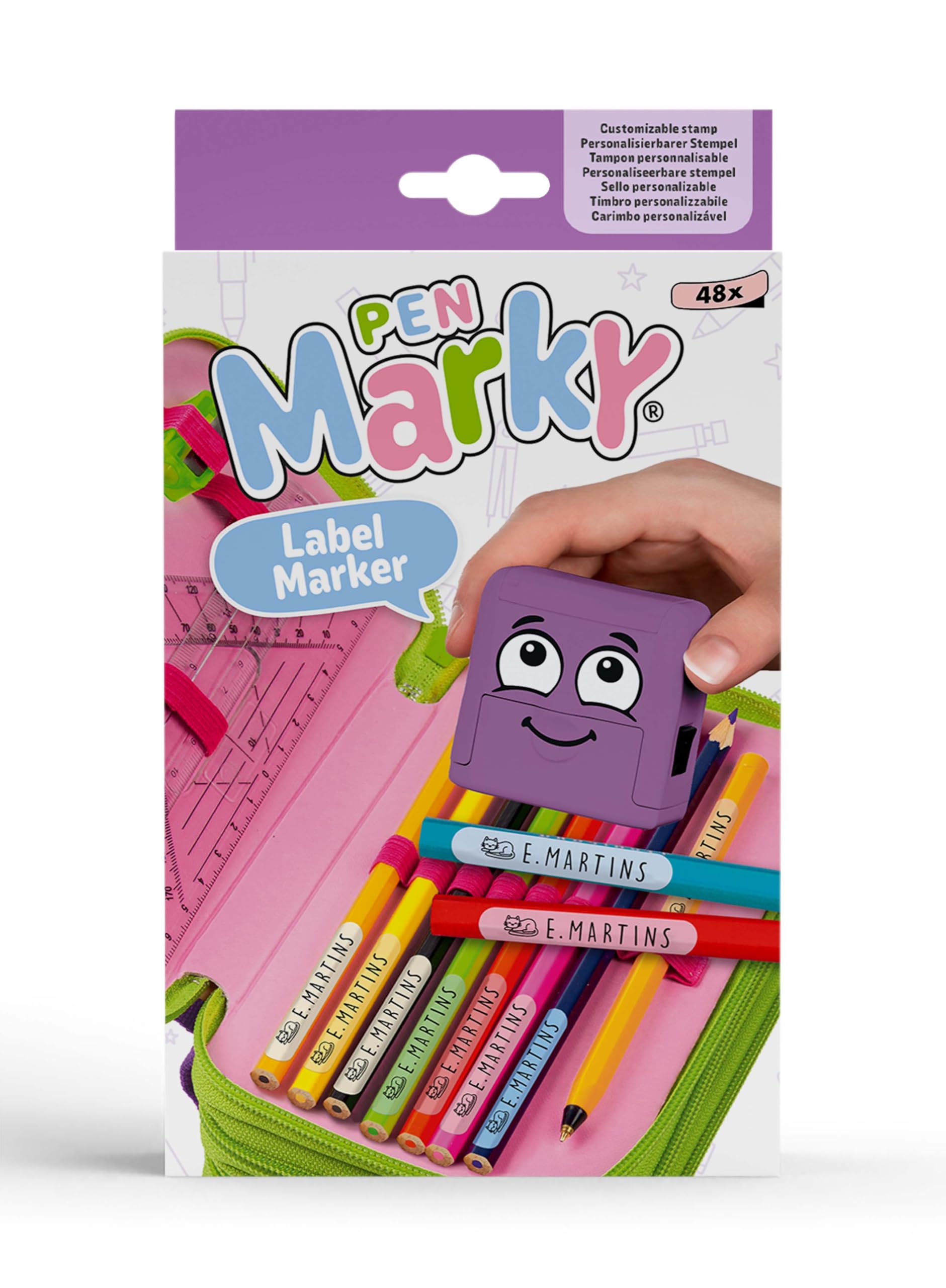 COLOP Pen MARKY Black Ink Marker Set for Pens and School Supplies with Type Set, Tweezers and 48 Labels