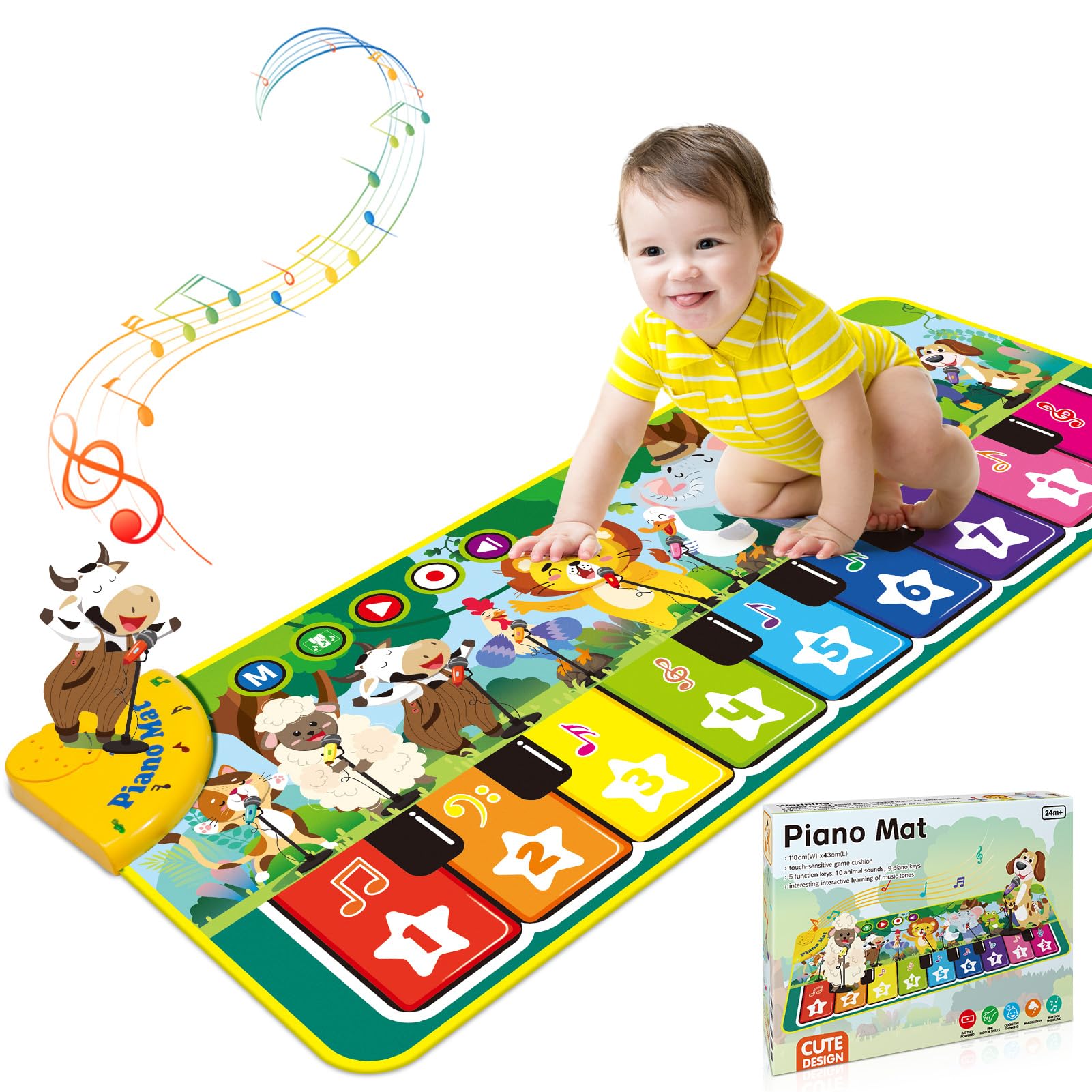 Gralal Juguetes Niños 1 Año, Alfombra Musical con 10 Sonidos De Animales Juguetes Regalo 1 2 Niños Niña Años, Piano Infantil Juegos Juguetes Montessori Educativos Sensoriales Bebe 1 Año