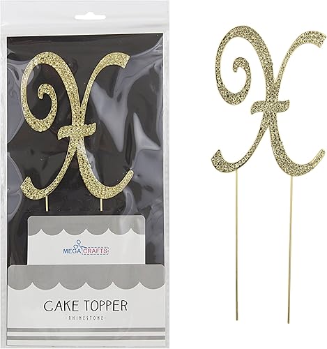 Miniatura 4 de Mega Crafts Decoración para tartas con diamantes de imitación dorados, cristales brillantes y aleación de metal duradero, ideal para cumpleaños,