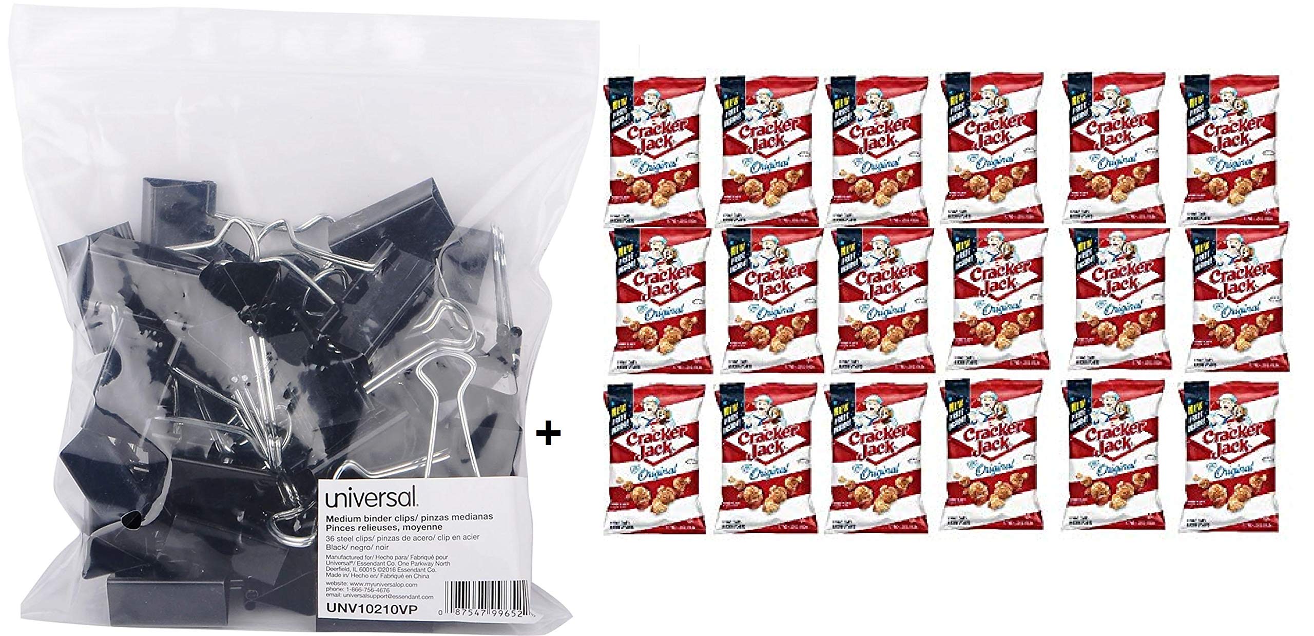 Cracker Jacks Fun Snack Pack bundle - 1.25 oz. bags (30 Count) w/ BHS bag saver clip (30 count w/BHS clip)